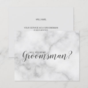 Invitation Serez-Vous Mon Groomsman ? Élégant script en marbr