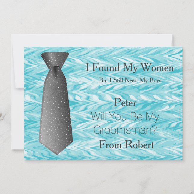 Invitation Serez-Vous Mon Groomsman Gold & White Cravate (Devant)