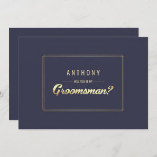 Invitation Serez-vous mon Groomsman ? Mariage d'or bleu marin