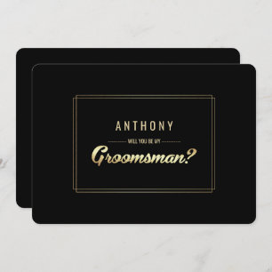 Invitation Serez-vous mon Groomsman ? Mariage d'or noir