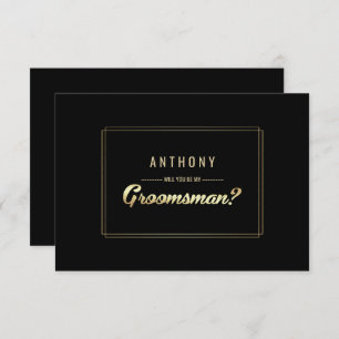 Invitation Serez-vous mon Groomsman ? Mariage d'or noir