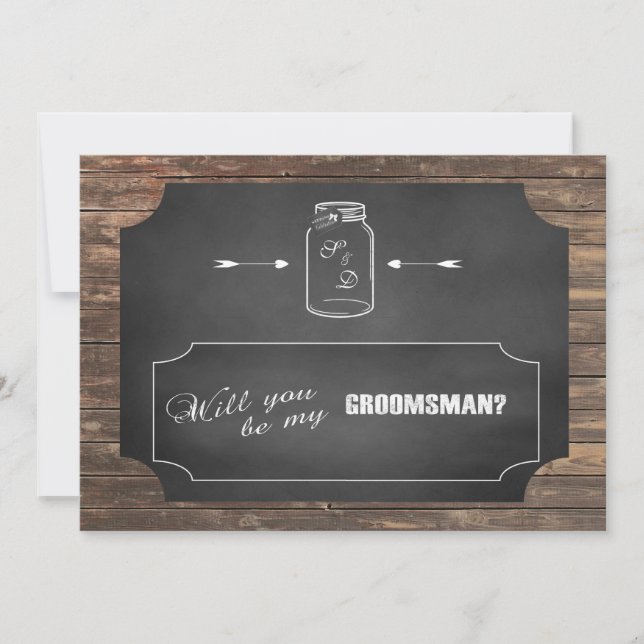 Invitation Serez-Vous Mon Groomsman ? Mason Jar Chalkboard (Devant)