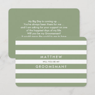 Invitation Serez-vous mon Groomsman ? Motif de bande verte