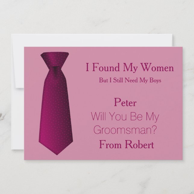 Invitation Serez-Vous Mon Groomsman Purple & Pink Cravate (Devant)