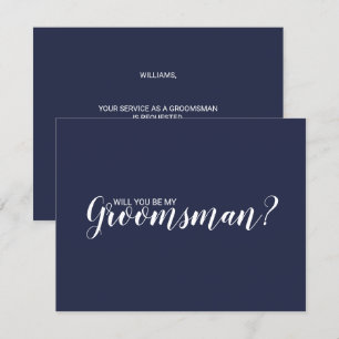 Invitation Serez-Vous Mon Groomsman ? Script moderne bleu mar