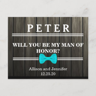 Invitation Serez-vous mon homme d'honneur ? Bois personnalisé