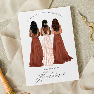 Invitation Serez-vous mon hôtesse? Filles en robe de soirée