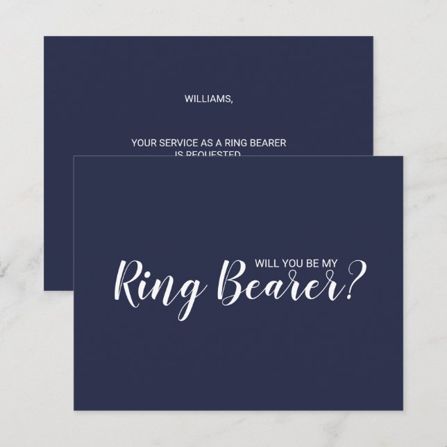 Invitation Serez-Vous Mon Porteur De Bague ? Bleu de marine m (Devant / Derrière)