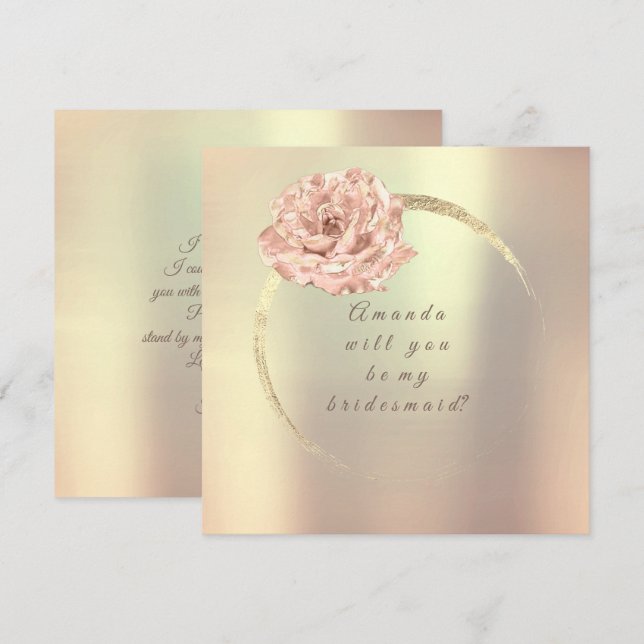 Invitation Serez-Vous Mon Servante D'Accueil Rose Peach Coral (Devant / Derrière)