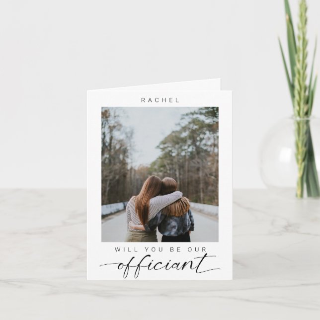 Invitation Serez-vous notre célébrant minimal photo moderne (Devant)