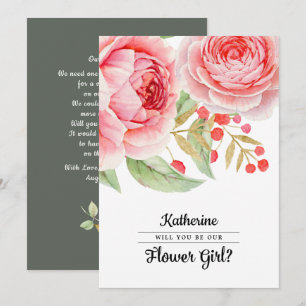 Invitation Serez-vous notre demoiselle d'honneur aux fleurs ?