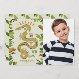 Invitation Serpent Anniversaire Fête Reptiles Jungle Photo