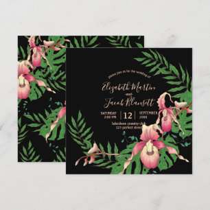 Invitation Serre d'orchidée rose Lady sur Mariage noir