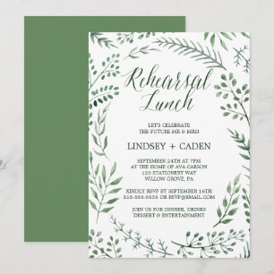 Invitation Serre rustique avec déjeuner de répétition Feuille