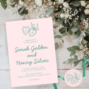 Invitation Serrure de coeur Whimsical Doodle Croquis moderne