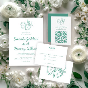 Invitation Serrure de coeur Whimsical Doodle Croquis moderne 