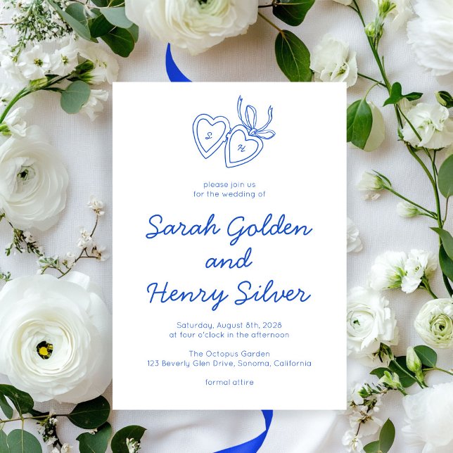 Invitation Serrure de coeur Whimsical Doodle Croquis moderne  (Whimsical Heart Locket Doodle Sketch Modern CUSTOM Invitation
)