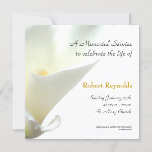 Invitation Service commémoratif blanc Calla Floral