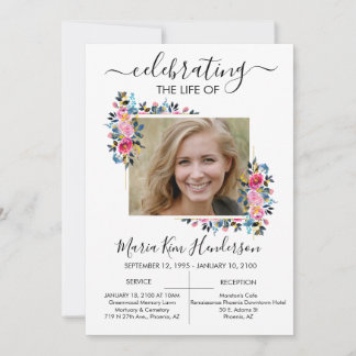 Invitation Service commémoratif de photos d'or simple Rose