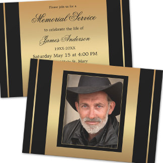 Invitation Service commémoratif de photos en or noir classiqu