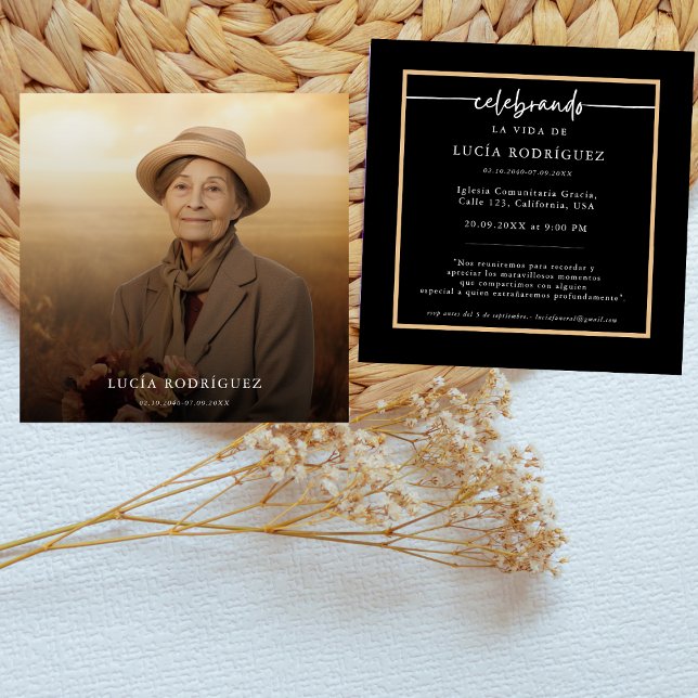 Invitation Service commémoratif Espanol | Espagnol Photo funé (Créateur téléchargé)