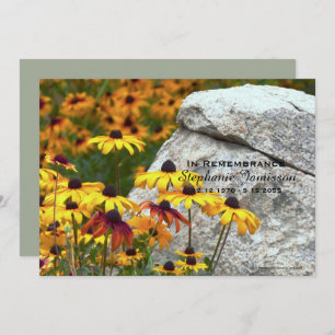 Invitation Service commémoratif Fête de la vie Fleur Jaune