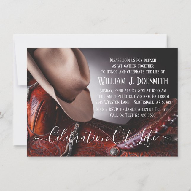 Invitation Service commémoratif funéraire de Cowboy Casquette (Devant)