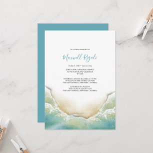 Invitation Service commémoratif Ocean Blue Watercolor Shoreli