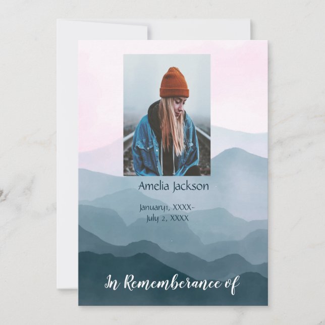 Invitation Service commémoratif Paysage de montagne Invitatio (Devant)
