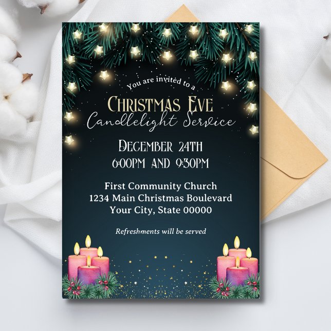 Invitation Service de cierges de Noël de la veille de Noël au (Créateur téléchargé)