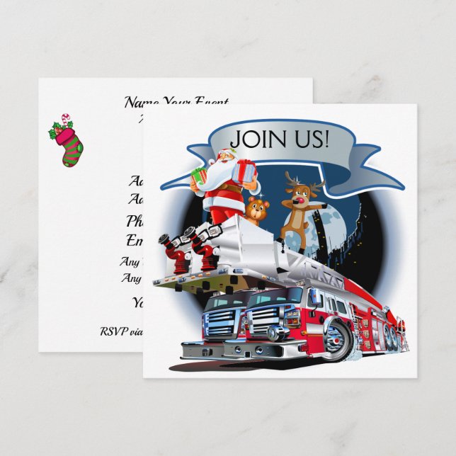 Invitation Service des incendies Noël (Devant / Derrière)