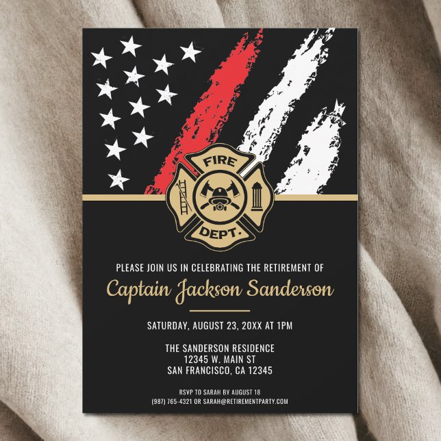 Invitation Service d'incendie de Red Line Pompiers Retraite (Red Line Fire Department Firefighter Retirement Invitation)