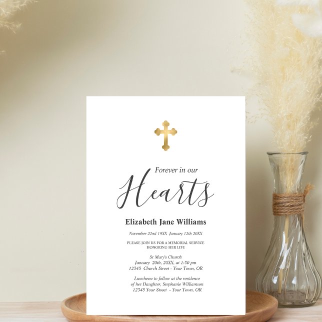 Invitation Service funèbre à jamais dans nos cœurs chrétien  (Créateur téléchargé)