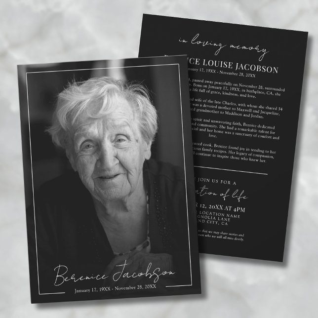 Invitation Service Funèbre Simple et Élégant d'Adieu (Simple Elegant Memorial Service Funeral Invitation )