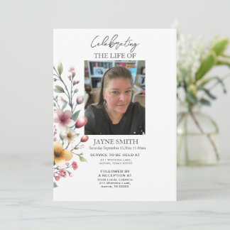 Invitation Service funéraire botanique moderne e-vite