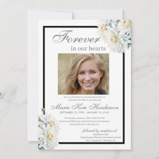 Invitation Service funéraire de Chrysanthemum Boho blanc