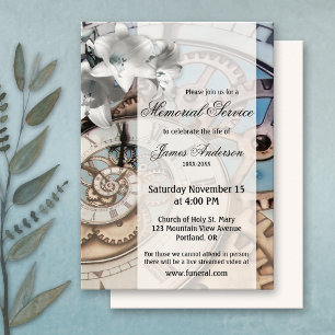 Invitation Service funéraire de l'horloge Steampunk