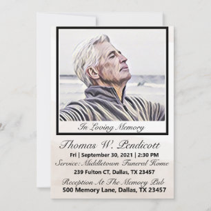 Invitation Service funéraire mémorial photo simple minimalist