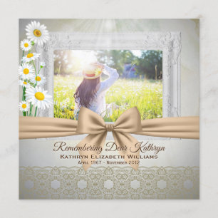 Invitation Service Memorial Bow White Daisers Photo