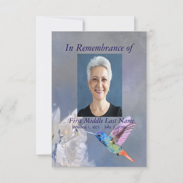 Invitation Service Memorial Hummingbird Garden Flower Custom (Devant)