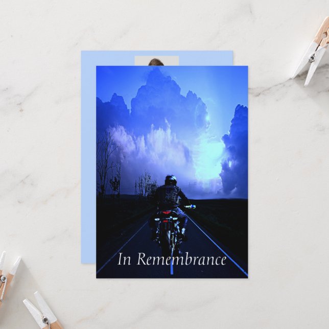 Invitation Service Memorial personnalisé Motorcycle Moker Cho (Devant/Arrière en situation)