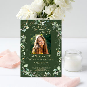 Invitation Service Memorial Photo Green Forest