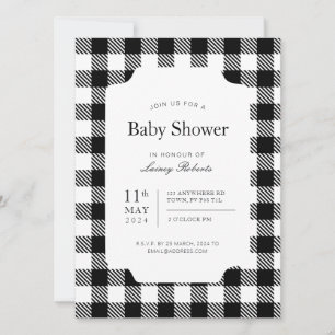 Invitation Serviette de douche carreautée noire et blanche cl