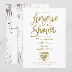 Invitation Serviette de douche en bois blanc rustique glam or
