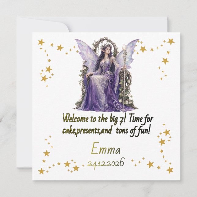 Invitation Serviette de fête d'anniversaire de fée angélique  (Devant)