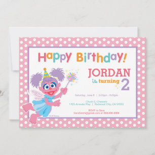 Invitation Sesame Street Abby Polka Dot Anniversaire
