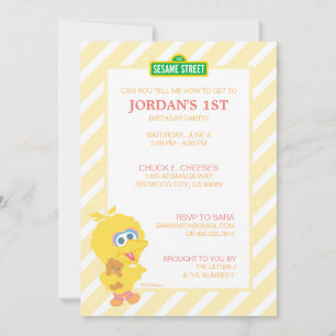 Invitation Sesame street Baby Big Bird Anniversaire
