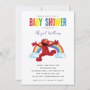 Invitation Sesame Street - Baby shower Elmo Rainbow