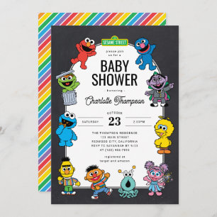Invitation Sesame Street Characters Chalkboard Baby shower