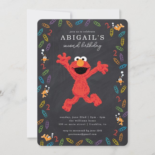 Invitation Sesame Street Elmo | Anniversaire de Crayon (Devant)